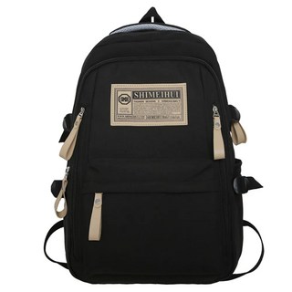 KOKOYI 新款韓版純色多層次收納防潑水雙肩抗震後背包, 32 x 18 x 45cm, 黑色