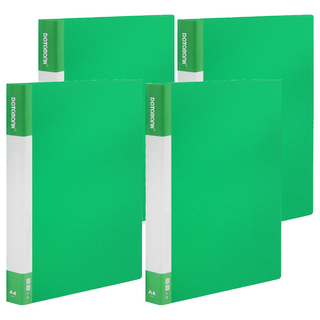 DaTaBanK 三田文具 A4 標準型 2孔夾資料夾 附斜口袋 可搭配多用孔活頁紙, 綠色, 4本