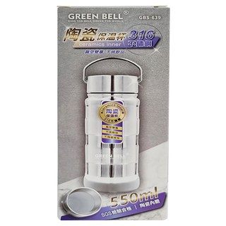 Green Bell 綠貝 316不鏽鋼陶瓷保溫杯 GBS-639, 550ml, 1個