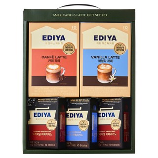 이디야 아메리카노&라떼 3호 선물세트, 1세트, 오리지널 아메리카노 2p + 아이스 아메리카노 + 카페 라떼 + 바닐라 라떼