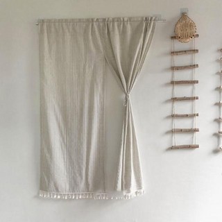 日系棉麻門簾 單開, 海鹽灰白