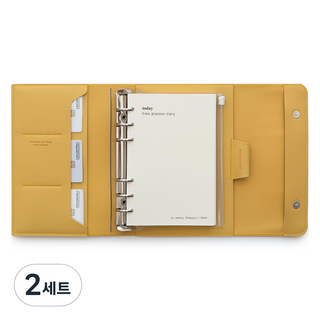 퍼니메이드 가죽 만년형 타임트래커 다이어리 + 속지 세트, 버터 옐로우, 2세트