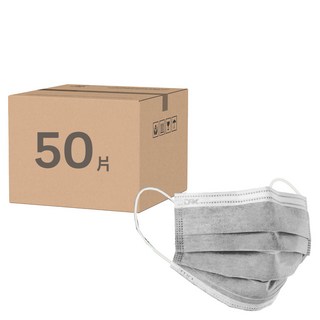 DRX 達特世 成人活性碳醫用平面口罩, 灰色, 50片, 1組