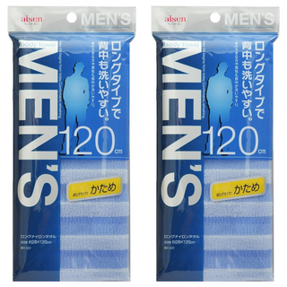 Aisen 男性專用澡巾 超強起泡力 泡沫細緻 尺寸加長 尼龍材質 28 x 120cm, 藍色, 1入, 2包