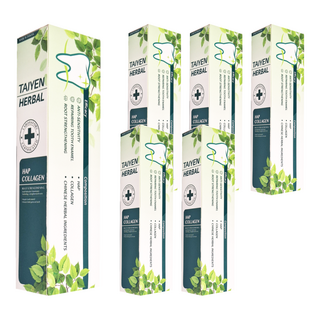 TAIYEN 台塩生技 膠原草本固根護理牙膏，HAP 膠原蛋白，修復琺瑯質，維護口腔健康, 120g, 6條