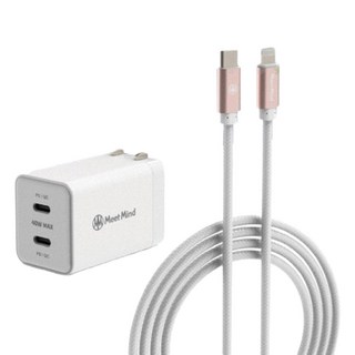 Meet Mind 平優系列 PD USB-C MFI 快速充電組合包, 支援Apple MagSafe, 22W PD雙向快充, 10000mAh, 白色, 1組