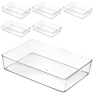 小麥購物 透明抽屜分類盒 大 C318 320g, 透明色, 6個