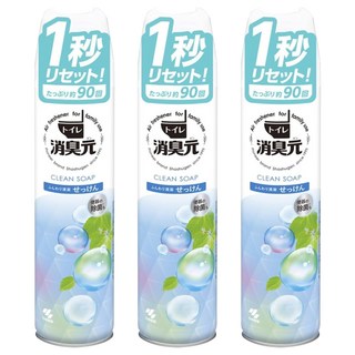 KOBAYASHI 小林製藥 消臭元 浴廁芳香噴霧 清潔皂香, 柔軟皂香, 280ml, 3瓶