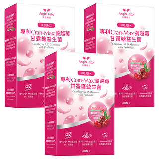 Angel LaLa 天使娜拉 Cran-Max蔓越莓甘露糖益生菌膠囊, 30顆, 600mg, 3盒