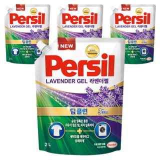 퍼실 딥클린 라벤더젤 9중효소 겸용 액상세제 리필, 2L, 4개