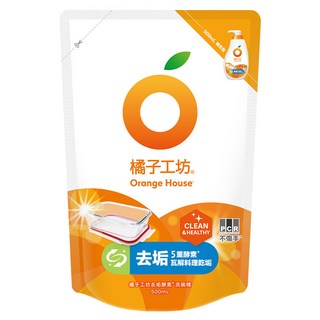 Orange House 橘子工坊 去垢酵素洗碗精補充包, 500ml, 1包