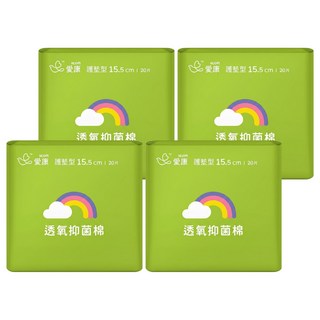 icon 愛康 透氧抑菌棉 衛生棉, 護墊型(15.5cm), 20片, 4包