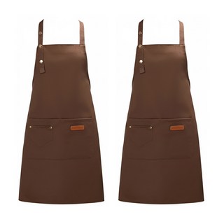卡特屋 日系工作圍裙 加厚帆布無皮革 防潑水 耐磨防油 顏色可選, 咖啡色, 2件