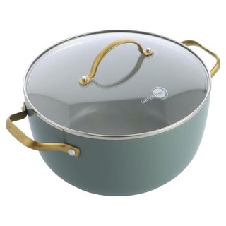 GREEN PAN IH爐適用 PADOVA 鑽石陶瓷塗層不沾雙耳湯鍋 不挑爐具 天然無毒, 24cm, 1個, 湖水綠