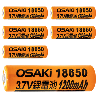 18650 1200mAh 鋰電池 可充電 適用於手電筒 頭燈, 6個, 1入
