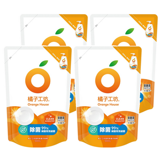 Orange House 橘子工坊 溫和除菌洗碗精補充包, 500ml, 4包