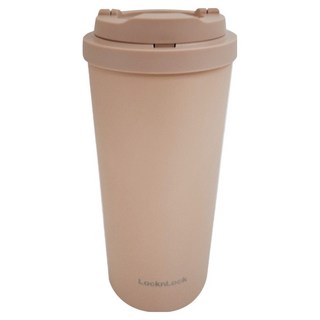 LocknLock 樂扣樂扣 韓風簡約彈跳316不鏽鋼杯, 奶茶色, 550ml, 1個