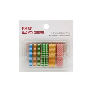 德德小品集 多款式POP-UP 螢光便利貼, 透明PET材質不易受潮, PVC底座包裝可重複黏貼, 5 x 45mm + 12 x 45mm, 120張, 1組