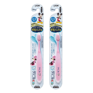 LION 獅王 固齒佳 米奇&米妮彈力幼兒牙刷 3-5歲適用, 顏色隨機, 1入, 2支