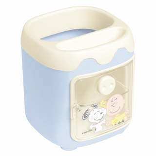 SNOOPY 史努比 筆筒 11.5X10.5X10.5CM, 藍色 + 黃色, 1個