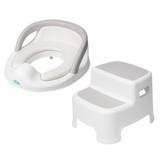 THEMOTHER 孩童扶手馬桶坐墊+雙層腳踏凳, 灰色