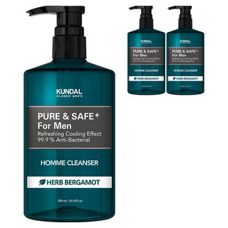 KUNDAL 昆黛爾 男性私密處專用Pure&Safe涼感清潔露 草本香檸檬香, 300ml, 3瓶