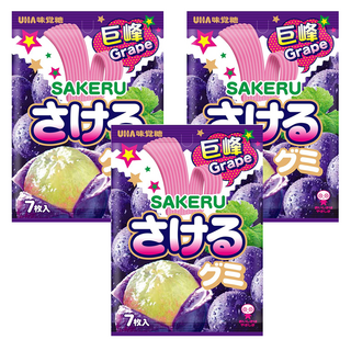 UHA 味覺糖 撕吧 巨峰葡萄味軟糖, 7枚入, 32.9g, 3包