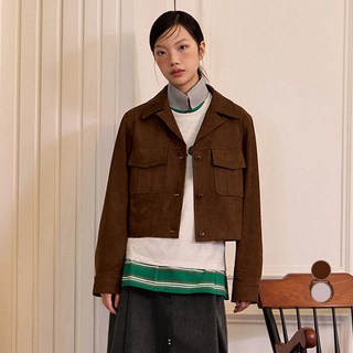 Lap 女款兩口袋改領皮夾克AQ3LZ860