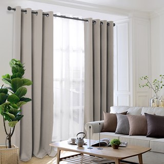comet 隔熱遮光打孔式窗簾 附窗簾綁帶, 卡其色
