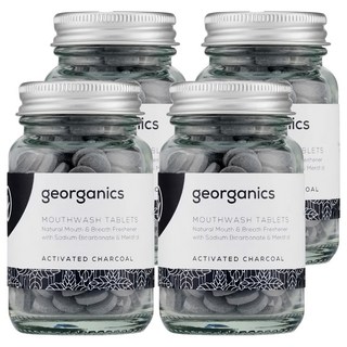 georganics 礦物漱口錠 活性碳, 天然口氣清新劑，含碳酸氫鈉和薄荷醇，180錠, 4罐