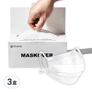 MASKOVER MF KF94 防沙塵口罩 (附掛勾), 50片, 3盒, 白色