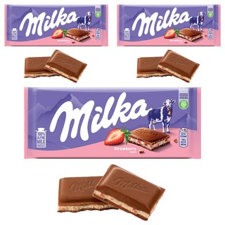 milka 妙卡 草莓優格巧克力, 100g, 3包