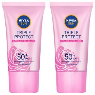 NIVEA 妮維雅 SUN 三重防護輕透防曬凝乳 自然透亮 北海道玫瑰 SPF50+ PA++++, 40ml, 2件