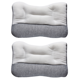 HONDONI日式反牽引護頸枕 紓壓側睡止鼾枕 40 x 60cm Z8-W 2個, 白色 + 灰色