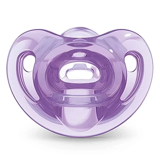 NUK SENSITIVE全矽膠安撫奶嘴, 美國製造, 全矽膠製成不含BPA, 適合嬌嫩敏感新生兒, 0-6個月, 紫色, 1個