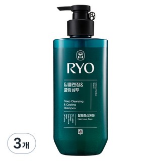 려 청아 딥클렌징&쿨링 샴푸 탈모증상완화, 480ml, 3개