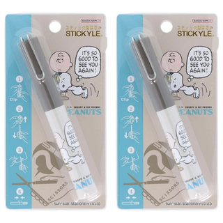 sun-star STICKYLE 攜帶型剪刀, 2個, 史努比與查理布朗 黑色