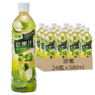 波蜜 台灣香甜芭樂 芭樂汁 原汁20% x 24瓶, 580ml