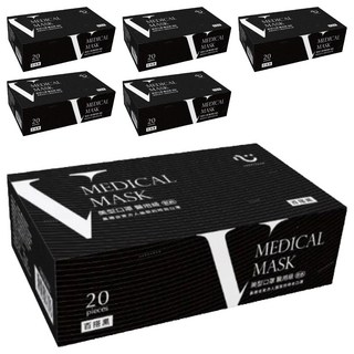 匠心 V美型口罩 L, 百搭黑, 20片, 6盒