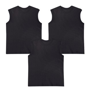 BASE ALPHA ESSENTIALS 中性透氣純棉無袖T恤 3件組, 黑色