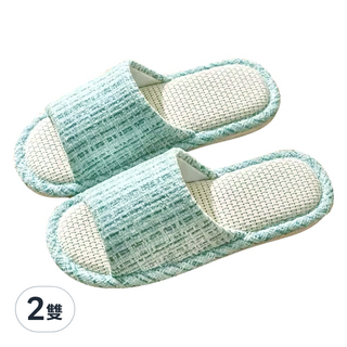 bebehome 小香風亞麻拖鞋, 水藍色, 尺寸36-37, 腳長23cm適用, 2雙