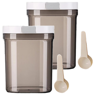 BOACUP 磁吸掀蓋密封組 中 茶色 1.3L, 2個容器 + 2個蓋子 + 2個磁吸湯匙, 2組