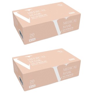 匠心 V美型系列 成人平面醫用口罩, 裸玫橘, 20片, 2盒