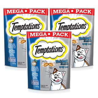 템테이션 고양이 헤어볼 컨트롤 스낵 간식, 닭고기맛, 130g, 3개