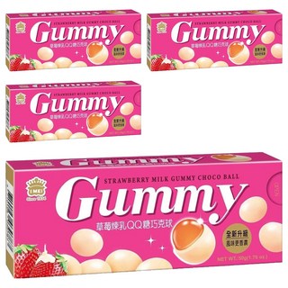 義美 QQ糖巧克球 草莓煉乳, 50g, 4盒