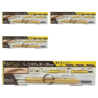 日本 excel 3合1持久造型眉筆, PD01 自然棕, 4件
