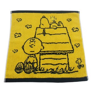 MORINO 摩力諾 SNOOPY 撞色緹花小手巾 經典款, 黃黑, 1條