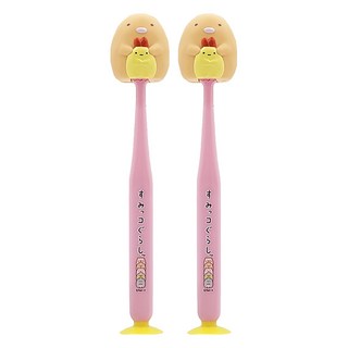 Skater 角落生物吸盤牙刷 附吸盤, 炸豬排 粉色 + 橘色 + 黃色, 2組, 1入