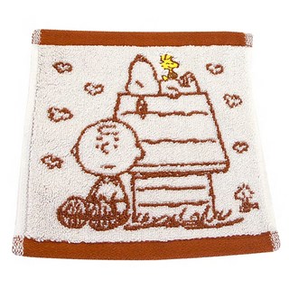 MORINO 摩力諾 SNOOPY 撞色緹花小手巾 經典款 100%棉 柔軟親膚, 可可, 1條