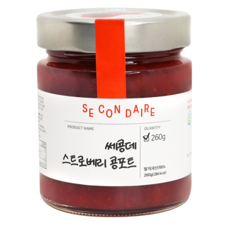 SECONDAIRE 無糖草莓法式果醬, 1個, 260g